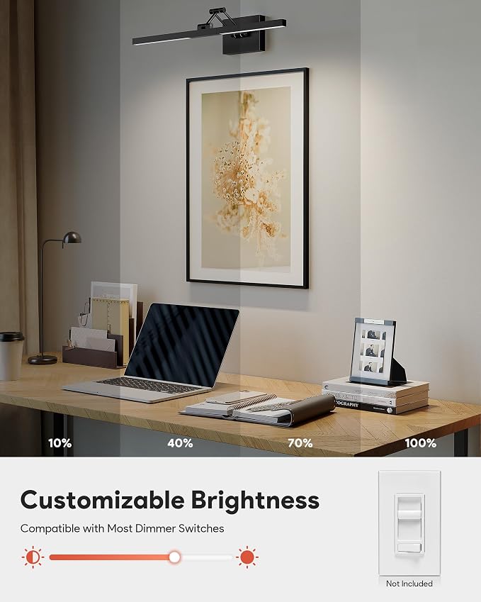 VONLUCE 24" Modern LED Bathroom Vanity Light, Matte Black | 3CCT, Flicker-free, 360° Rotatable Head & Swing Arm, IP44 waterproof Bathroom Light Fixture Over Mirror for Bathroom, Picture