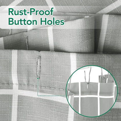 Fabric Shower Curtains for Bathroom-Cloth Modern Farmhouse Shower Curtain | 70"Wx72"L Silver Grey Faux Linen Grid Minimalist Simple Neutral Guest Bathroom Decor Hotel-Cloth Geometric Rustic Washable