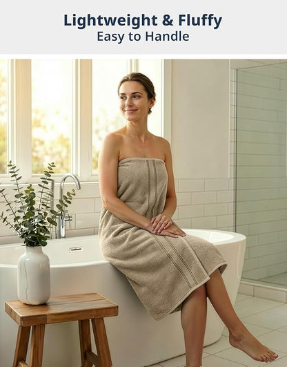 LANE LINEN 100% Cotton Large Bath Towels - Zero Twist – Designed to Last Longer Turkish Towel Sets - Soft, Quick Dry & Super Absorbent - Wrap Yourself in Cloud-Like Comfort After Every Shower - Taupe