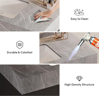 39.3" Floating Bathroom Vanity with Undermount Sink – Black Walnut & Gold, Sintered Stone Countertop, Soft-Close Drawers, Space-Saving Wall-Mount Design Ideal for Modern Bathrooms