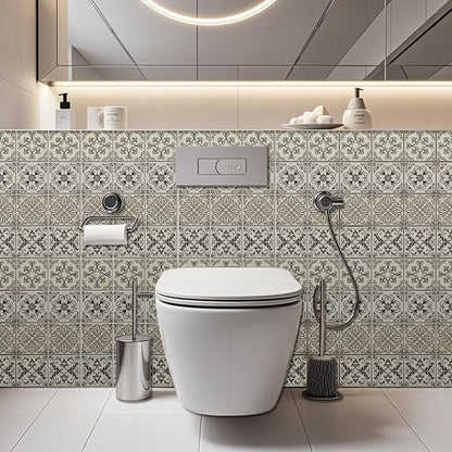 36 Pcs 4 Style Retro Pattern Peel and Stick Wall Tile Sticker Line Drawings Pattern Wall Stickers Waterproof Self Adhesive Stick on Tile Decals for Kitchen Bathroom Art Decor, 4×4 Inch