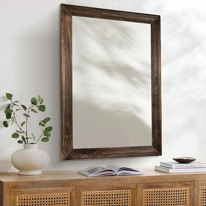Rustic Wood Wall Mirror for Bathroom,Rectangle 24 x 36 inch Mirrors, Brown | Vanity Hanging Mirror with Wooden Frame for Living Room,Bedroom,Entryway (24x36 inch, Vintage Light Brown)
