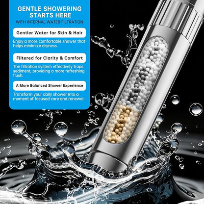 Filtered Shower Head with Handheld, Handheld Shower Head with Built-in Power Wash, High Pressure 4+1 Spray Mode Showerhead with Adjustable Flow Switch, Built-in Filter for Hard Water