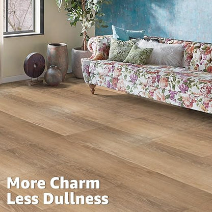 Art3d 30-Pack Peel and Stick Vinyl Floor Planks, 12" x 12", Light Brown Ash | Premium Vinyl, Self-Adhesive, Waterproof, Wood Grain, Fade-Resistant, Scratch-Proof, Ideal for Kitchen, Dining Room, Bedrooms