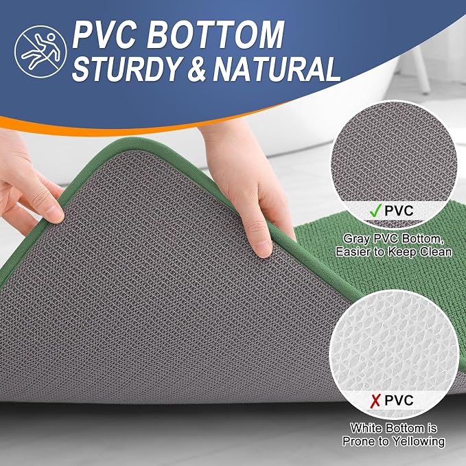 OLANLY Memory Foam Bathroom Runner Rugs 47x24, Long Bath Mats, Olive Green | Soft Quick Dry Bath Rugs, Non-Slip, Absorbent Machine Washable Mat for Bathroom Floor, Tub and Shower, Home Decor Accessories