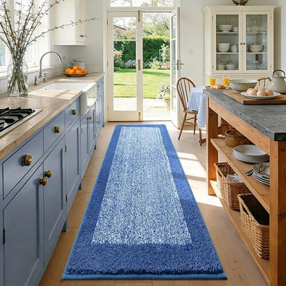 70x24 Long Bathroom Rugs Washable Non Slip, Blue Bath Mat for Bathroom Floor Tub, Soft Absorbent Quick Dry Mats for Shower, Bathtub,Home Decor