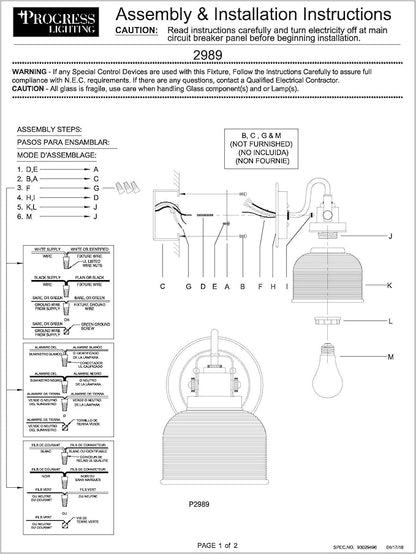 Progress Lighting P2989-81 Archie Collection Clear Double Prismatic Glass Coastal Bath Vanity, 1-Light, Antique Nickel