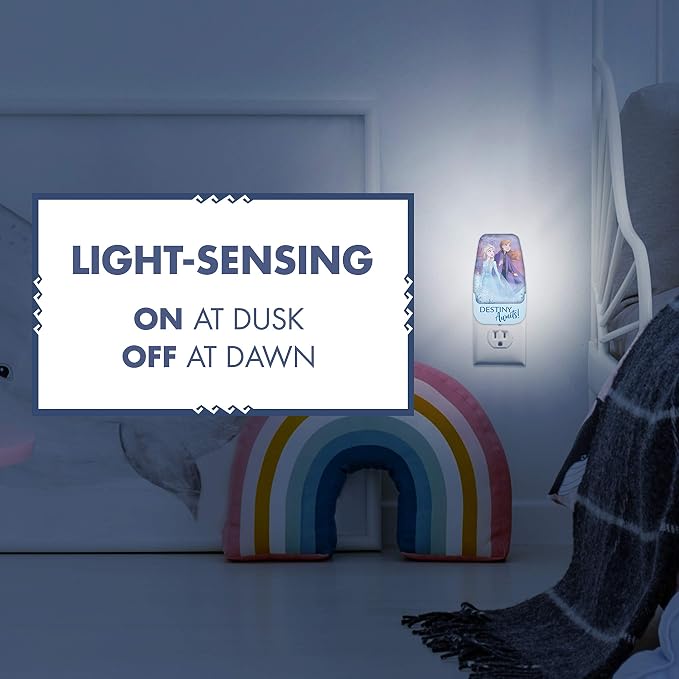 Disney Frozen 45670 LED Night Light, Anna and Elsa, Princess, Plug-in | Dusk-to-Dawn Sensor, Girl's Room Decor, UL-Certified, Ideal for Bedroom, Nursery, Bathroom, Kid's Playroom