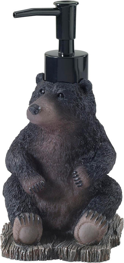 Avanti Linens - Soap Dispenser/Lotion Pump, Resin Countertop Accessories, Animal Bathroom Decor (Black Bear Lodge Collection)