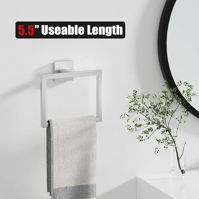5-Pieces Brushed Nickel Bathroom Accessories Set 23.6 Inch Towel Bar Set. | SUS 304 Stainless Steel Bathroom Hardware Set Towel Racks for Bathroom, Robe Towel Hooks, Toilet Paper Holder Wall Mounted.