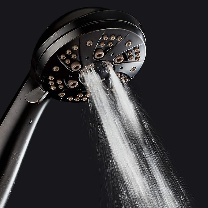 AquaDance High Pressure 6-Setting Hand Held Shower Head with Extra-Long 6 Foot Hose & Bracket – Anti-Clog Nozzles - USA Standard Certified - Top U.S. Brand - OIL RUBBED BRONZE