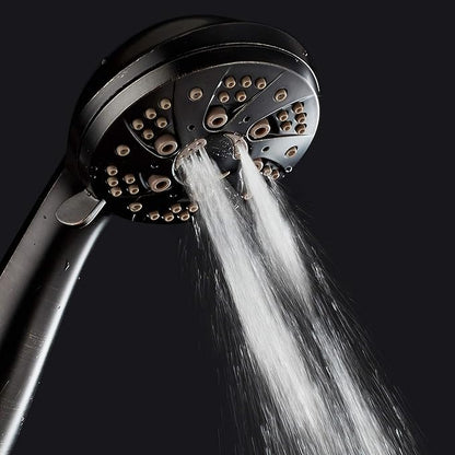 AquaDance High Pressure 6-Setting Hand Held Shower Head with Extra-Long 6 Foot Hose & Bracket – Anti-Clog Nozzles - USA Standard Certified - Top U.S. Brand - OIL RUBBED BRONZE