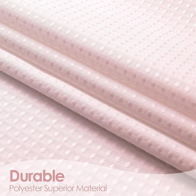 MitoVilla Extra Long Shower Curtain 72 x 84, Pink Ombre 84 inch XL Waffle Fabric Shower Curtains for Modern Luxury Bathroom Decor, Waffle Weave Textured 180GSM Weighted Shower Curtain 84 inch