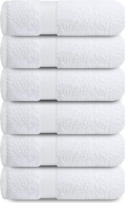 Infinitee Xclusives White Hand Towels for Bathroom - Set of 6 (16x28 inches) 600 GSM, 100% Cotton Ultra Soft, Quick Drying, Hotel Quality Hand Towel Set (Brilliant White, Hand Towels)