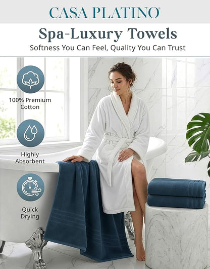Casa Platino Bath Sheet Set, 4 Pack (36"x 72"), Hotel Towels, 100% Ring Spun Cotton Bath Sheets, Absorbent Towels, Quick Dry, Soft Towel - Steel Blue
