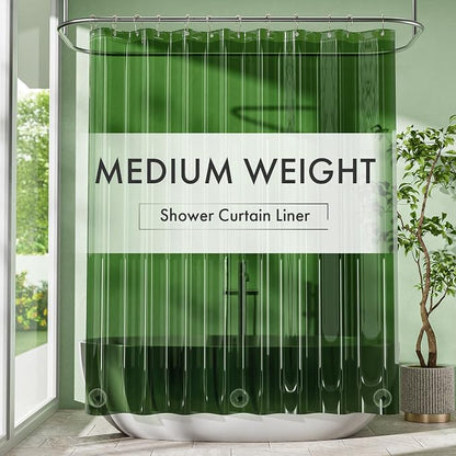 Shower Curtain Liner 72x72, Plastic Shower Liner PEVA Medium Weight Inside Shower Curtains for Bathroom with Rustproof Grommets, Dark Green