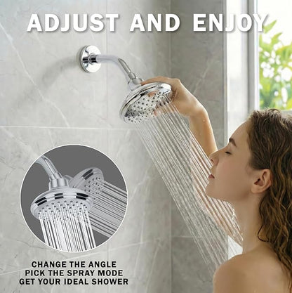 Aqua Elegante High Flow Shower Head - 2.5 GPM - Polished Chrome | 4 Inch Wall Mount Water Saving Bathroom Showerhead Nozzle For Boosting Low Pressure Showers With Adjustable Brass Ball Joint
