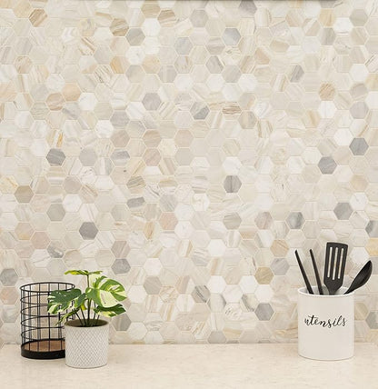 MSI Athena Gold Hexagon Honed Mesh Mounted Mosaic Tile for Bathroom, Kitchen Backsplash, Accent Wall Tile, and Shower Wall Tile