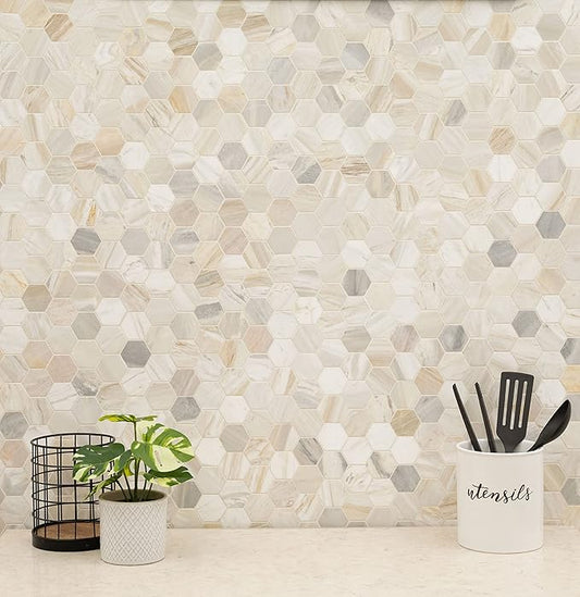 MSI Athena Gold Hexagon Honed Mesh Mounted Mosaic Tile for Bathroom, Kitchen Backsplash, Accent Wall Tile, and Shower Wall Tile