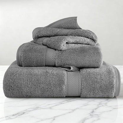 SUPERIOR Egyptian Cotton Ultra Plush & Absorbent, 3 Piece Set, Charcoal | Quick Dry, Soft Luxury Towel Set, Bath Essentials, Guest Bath, Spa, 1 Bath, 1 Hand, 1 Face Towels, Madeline Towels