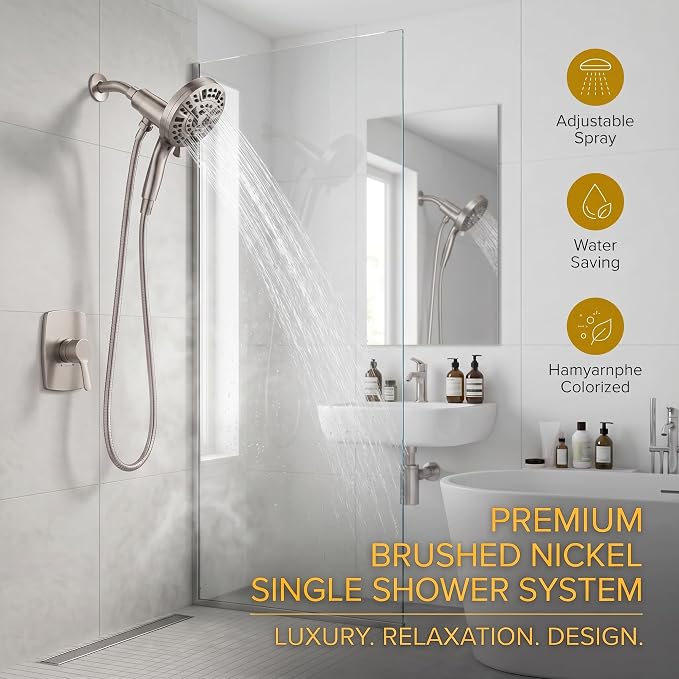 Superior Handheld Shower Head with Magnetic Docking System | 10-Function High Pressure Detachable Shower Head, 5-inch Shower head with 60 Inch Hose, Remote Dock, Brushed Nickel