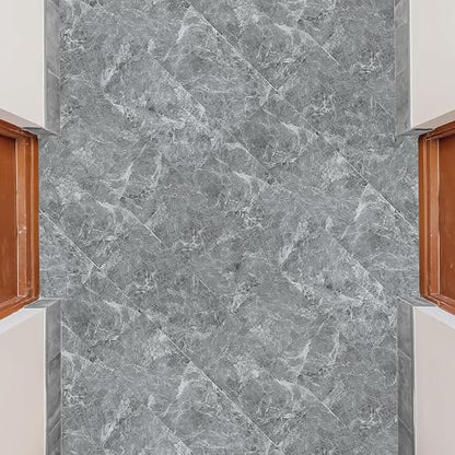 Art3dwallpanels Peel and Stick Floor Tile 30-Pack 12x12 inch Grey Marble | Self Adhesive, Waterproof Vinyl Flooring, Marble Pattern, for Kitchen, Dining Room, Bedrooms, Cover 30 Sq. Ft