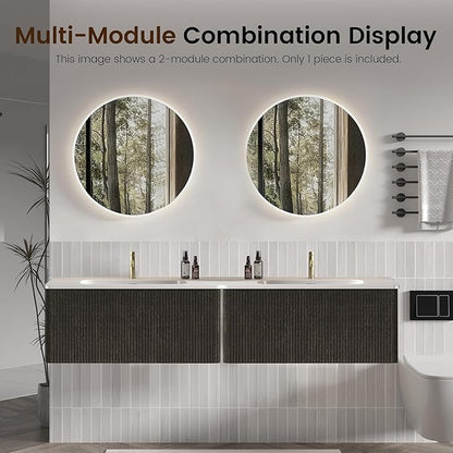 36" Floating Bathroom Vanity with Sink, Modern Wall Mounted Floating Vanity with Ceramic Sink, Push to Open Soft-Close Drawer for Apartment, Hotel, Blackish Brown Oak