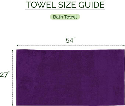 Elegant Comfort 100% Turkish Cotton Corduroy Ribbed Luxury Soft 2 Pack Bath Towels 27 x 54 Inch - Ultra Plush, Absorbent, Quick Dry, Hotel Spa Quality Towels for Bathroom Essentials, Purple