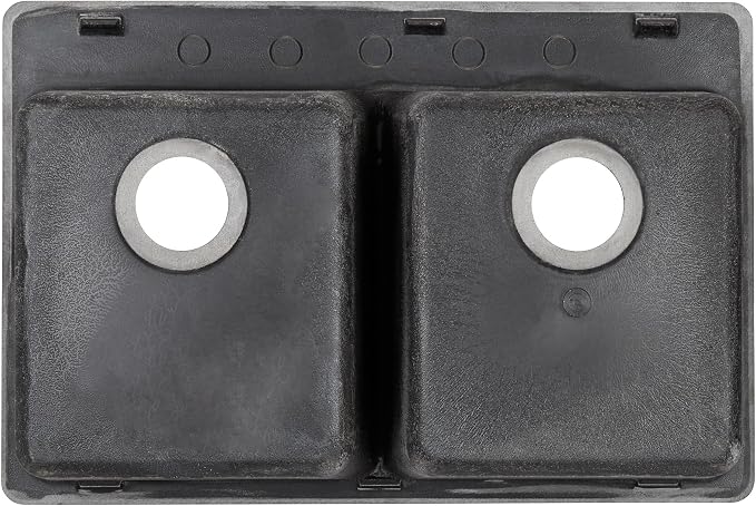 Signature Hardware 447672 Totten 33" Drop In or Undermount 50/50 Double Basin Granite Composite Kitchen Sink | Drop In / Undermount, Granite Composite, Black - White