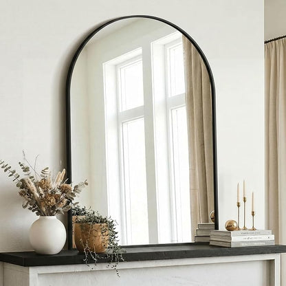 AMOISE Arched Bathroom Mirror for wall, 40"x30" Vanity Mirror, Black | Metal Frame, HD Glass, Over Sink Mirror for Bathroom, Entryway, Living Room & Bedroom