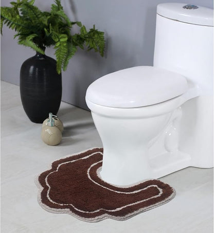 Home Weavers Allure Collection s U Shaped,Extra Thick, Non-Slip Contour Mat for Bathroom,100% Cotton Soft, Absorbent Water, Machine Washable, 20 Inch U Shaped Rug, Brown