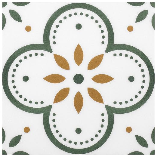 Peel & Stick Floor Tiles Self Adhesive Vinyl Flooring for Kitchen Bathroom Laundry Room Pet House Fireplace 20 Sheets 8"x8" Removable Floor Stickers Home Decor DIY (Green)