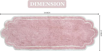 Home Weavers Allure Collection 100% Cotton Tufted Bathroom Rug, Soft and Absorbent Bath Rugs, Non-Slip Bath Carpet, Machine Wash Dry Bath Mats for Bathroom Floor, 21"x54" Runner, Pink