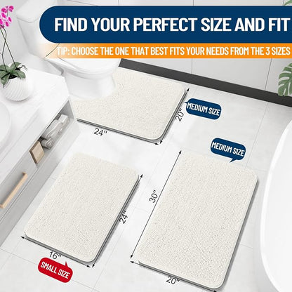 OLANLY Small Bathroom Rugs 24x16, Extra Soft Absorbent Chenille Bath Rugs | Ivory, Quick-Drying Rubber Backing, Machine Washable Bath Mat for Bathroom Floor, Tub and Shower, Home Decor Accessories