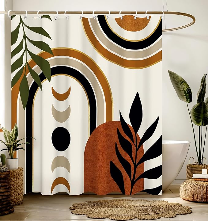 Shower Curtain for Bathroom Stall Boho Modern Cute Aesthetic Decorative Girly Waterproof Unique Art Boho Girls Chic Print Design Teen Pretty Women Cortinas de Baño Bathtub 72 x72 Inch