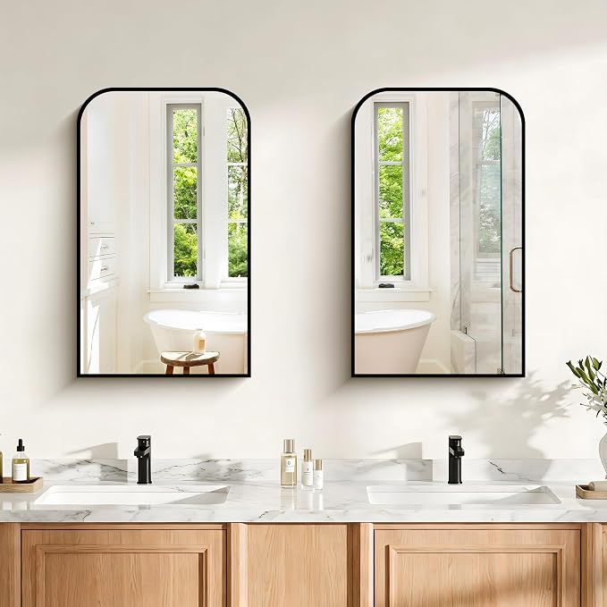 COFENY Bathroom Mirror, 18x30 inch Black Rectangle Wall Mounted Mirror with Thin Frame, Bathroom Vanity Mirrors for Over Sink, Entryway, Living Room, Bedroom