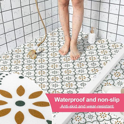 Peel & Stick Floor Tiles Self Adhesive Vinyl Flooring for Kitchen Bathroom Laundry Room Pet House Fireplace 20 Sheets 8"x8" Removable Floor Stickers Home Decor DIY (Green)