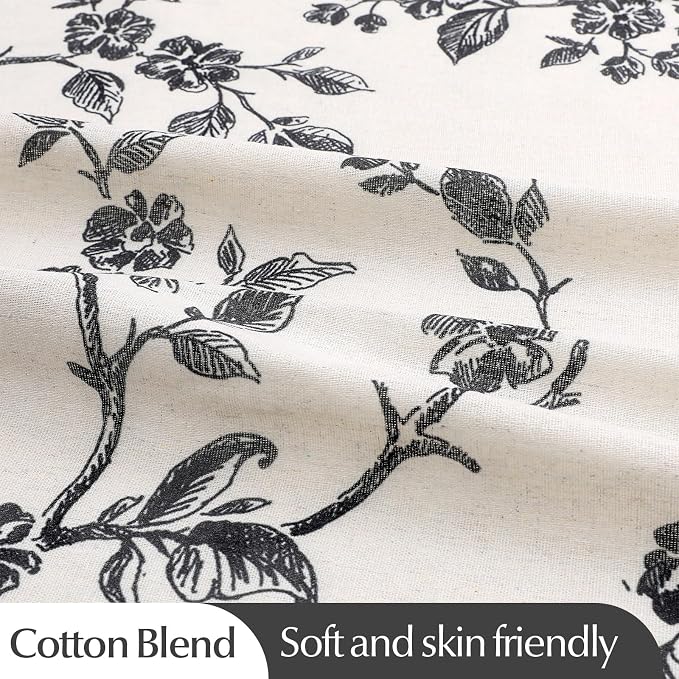 MitoVilla Extra Long Cotton Floral Shower Curtain for Bathroom,72 x 96 | Extra Long BoHo Cottagecore Spring Shower Curtains, Modern Farmhouse Country Plant Leaves Bathroom Décor, 72 x 96