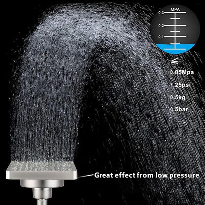 High Pressure Rain Shower Head with Filtered - 6" Square Showerhead Filter for Remove Chlorine and Harmful Substances, Improve Hair and Skin Problems, Brushed Nickel