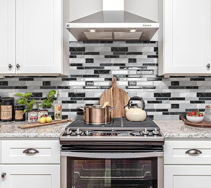 DEWOO Kitchen Backsplash 3D Self Adhesive Peel and Stick Wall Tile 10 Sheet | Mosaic,Sticky,Vinyl,Rental friendly,Marble,for Bathroom,12"x12"
