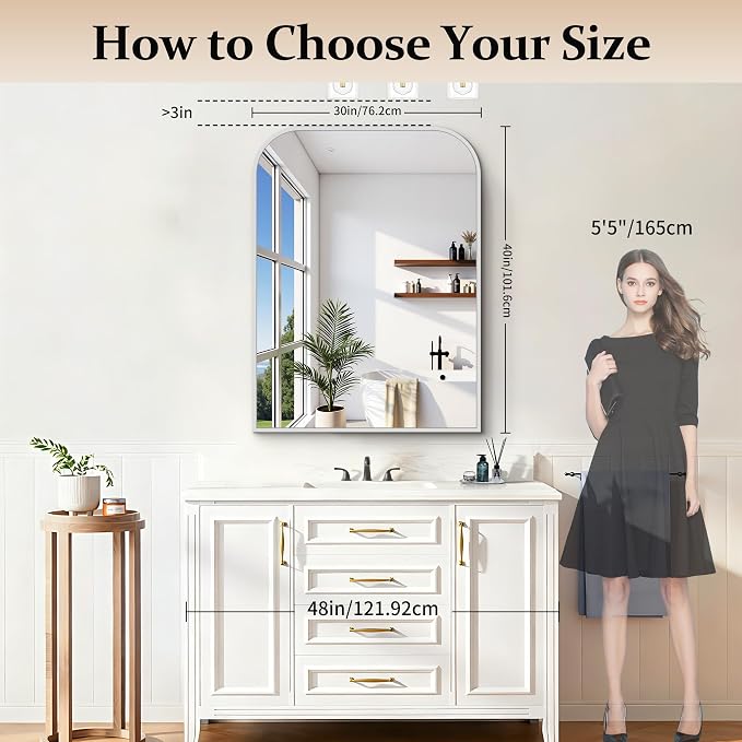 COFENY Bathroom Mirror, 30x40 inch Silver Rectangle Wall Mounted Mirror with Thin Frame, Bathroom Vanity Mirrors for Over Sink, Entryway, Living Room, Bedroom