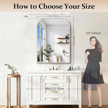 COFENY Bathroom Mirror, 30x40 inch Silver Rectangle Wall Mounted Mirror with Thin Frame, Bathroom Vanity Mirrors for Over Sink, Entryway, Living Room, Bedroom