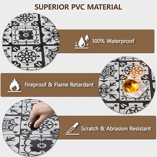 Peel and Stick Floor Tile, 30-Pack 12" x 12" Vinyl Flooring, Waterproof Self-Adhesive Luxury Vinyl Tiles, Easy DIY for Bathroom, Kitchen, Dinning Room, RV, Cover 30 Sq. Black