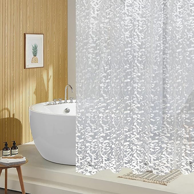 Shower Curtain Liner, 100% Waterproof Eva Shower Curtains with 3 Duty Heavy Bottom Magnets and 12 Rust Proof Grommets, 72x72 Weighted Shower Liner for Shower Stall, Bathtubs