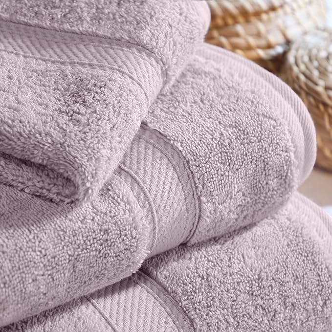 SUPERIOR Egyptian Cotton Ultra Plush & Absorbent, 3 Piece Set, Purple | Quick Dry, Soft Luxury Towel Set, Bath Essentials, Guest Bath, Spa, 1 Bath, 1 Hand, 1 Face Towels, Madeline Towels