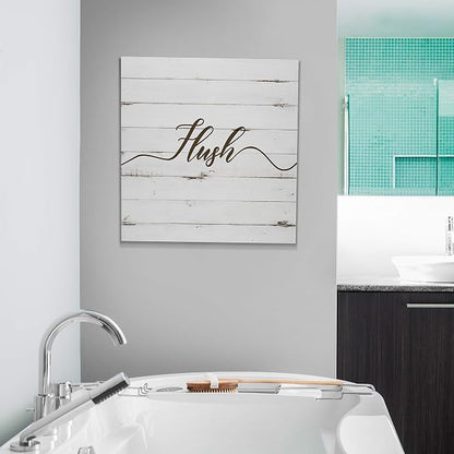 Renditions Gallery Rustic Flush Sign Bathroom Décor Gallery Wrapped Canvas Wall Art, 16x16,