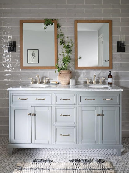 Moen Voss Brushed Nickel Contemporary Two-Handle Widespread Bathroom Sink Faucet Trim Kit for Adjustable 3-Hole Installations, Valve Required, T6905BN