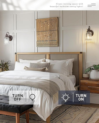 Sconce Wall Lighting, HWH 1-Light Wall Sconce Modern Indoor Wall Light Fixtures, Single Bathroom Vanity Light with Bell-Shaped Fluted Clear Glass, Oil-Rubbed Bronze Finish, 5HZG106B ORB
