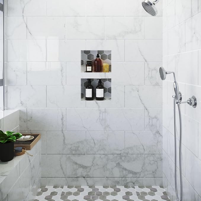 Shower Niche, Shower Niche Insert Tile Ready, 12x20 (13x21), Prefab Box | Houseables Recessed Bathroom Storage, Shelf Insert, Built In Wall Cubby, Recessed Shampoo Caddy, Inset Shelves, Tile Ready