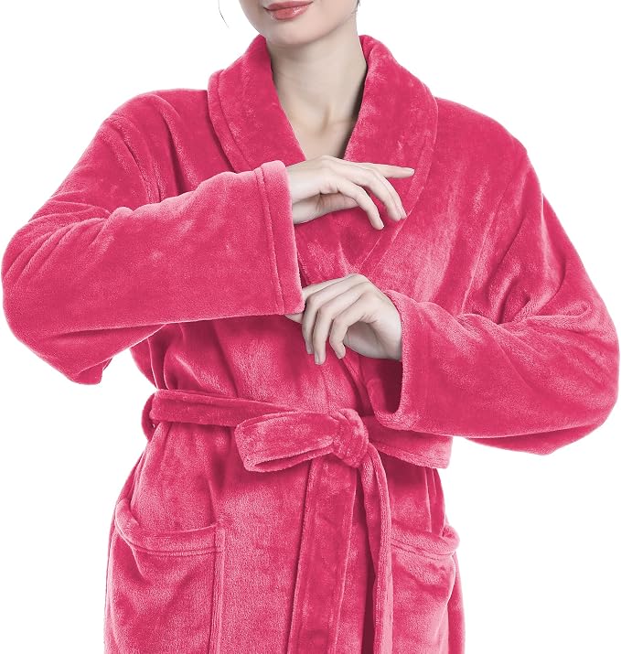 Fluffy Soft Robes for Women, Warm Fleece Womens Robe, Cozy Bathrobe | Plush Bathrobe for Women, Long Fuzzy Lightweight Bath Robe with Pockets for Shower Spa Hotel House Pool